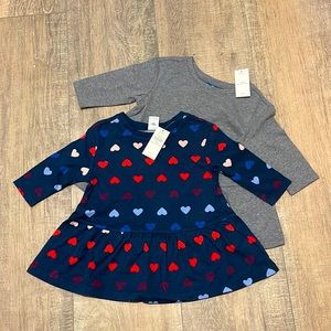 🌟 NWT Baby Girl Dresses 3-6 Months Colorful Hearts/Grey